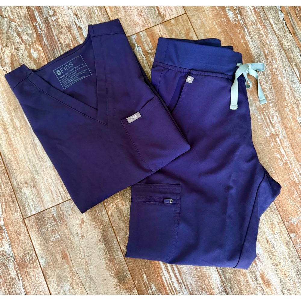 FIGS Scrub Set Womens S Small Petite Purple Catarina Zamora Jogger Technical